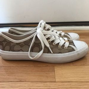 Brown and White Coach Sneakers